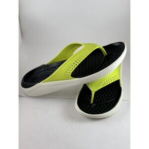 Crocs LiteRide Green White Thong Sandals Shoes Size M10 W12